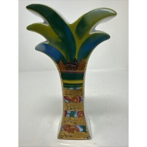 Goebel Mara Germany Porcelain Hand Painted Palm Tree Candlestick Candle Holder